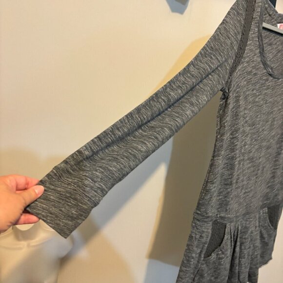 Free People FP Beach Sweet Nothing Long Sleeve Knit Mini Dress Gray - Picture 5 of 10